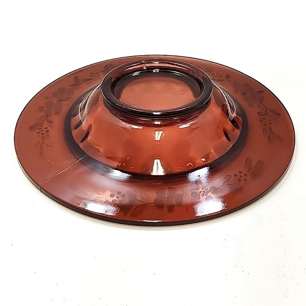 Vintage Amber Glass Serving Set – Hand-Painted Floral Butter Dish, Creamer & Cup - Picture 5 of 15